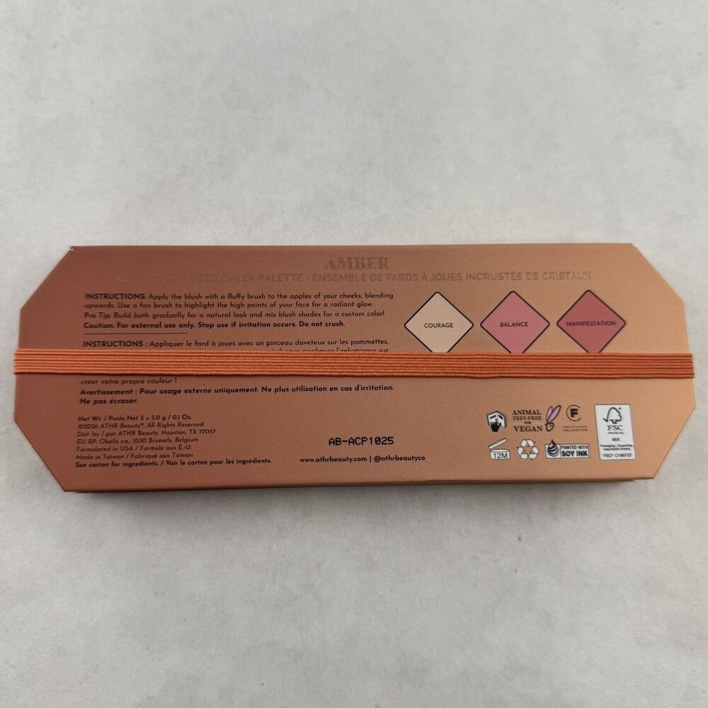 Athr Beauty Amber Crystal Charged Cheek Palette 3 Shades Blush Highlighter NEW - Picture 3 of 8